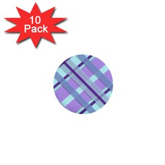 Diagonal Plaid Gingham Stripes 1  Mini Buttons (10 Pack)  by Nexatart