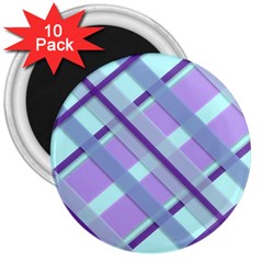 Diagonal Plaid Gingham Stripes 3  Magnets (10 Pack)  by Nexatart