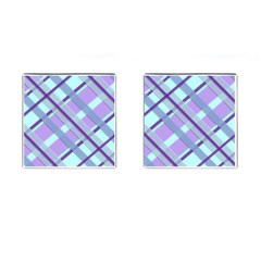 Diagonal Plaid Gingham Stripes Cufflinks (square) by Nexatart