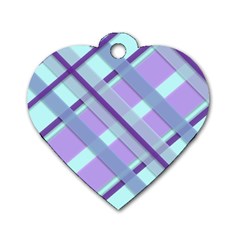 Diagonal Plaid Gingham Stripes Dog Tag Heart (two Sides) by Nexatart