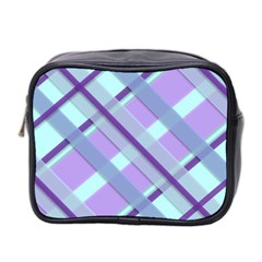 Diagonal Plaid Gingham Stripes Mini Toiletries Bag 2-side by Nexatart