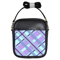 Diagonal Plaid Gingham Stripes Girls Sling Bags by Nexatart