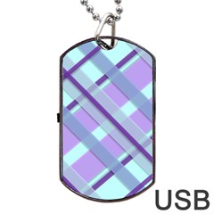 Diagonal Plaid Gingham Stripes Dog Tag Usb Flash (one Side) by Nexatart