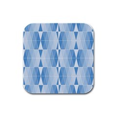 Blue Monochrome Geometric Design Rubber Square Coaster (4 Pack)  by Nexatart