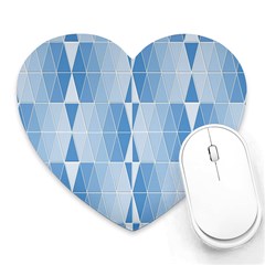 Blue Monochrome Geometric Design Heart Mousepads by Nexatart