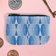 Blue Monochrome Geometric Design Mini Coin Purses by Nexatart