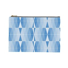 Blue Monochrome Geometric Design Cosmetic Bag (large) 