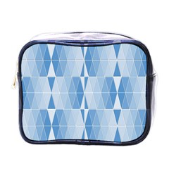 Blue Monochrome Geometric Design Mini Toiletries Bags by Nexatart