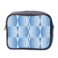 Blue Monochrome Geometric Design Mini Toiletries Bag 2-side by Nexatart