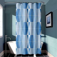 Blue Monochrome Geometric Design Shower Curtain 36  X 72  (stall)  by Nexatart