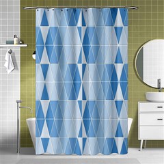 Blue Monochrome Geometric Design Shower Curtain 48  X 72  (small)  by Nexatart