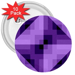 Purple Geometric Cotton Fabric 3  Buttons (10 Pack)  by Nexatart