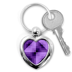 Purple Geometric Cotton Fabric Key Chains (heart)  by Nexatart