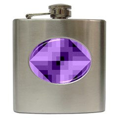 Purple Geometric Cotton Fabric Hip Flask (6 Oz) by Nexatart