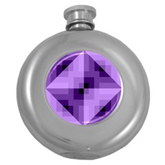 Purple Geometric Cotton Fabric Round Hip Flask (5 Oz) by Nexatart