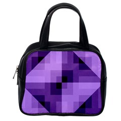 Purple Geometric Cotton Fabric Classic Handbags (one Side) by Nexatart