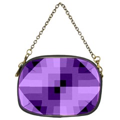 Purple Geometric Cotton Fabric Chain Purses (two Sides)  by Nexatart