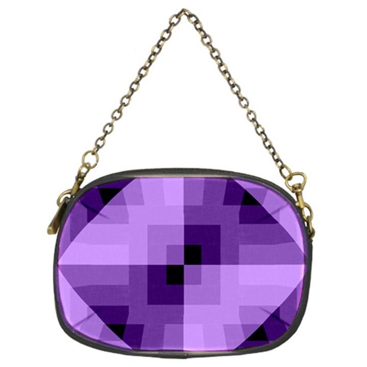 Purple Geometric Cotton Fabric Chain Purses (Two Sides) 