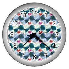 Valentine Valentine S Day Hearts Wall Clocks (silver)  by Nexatart