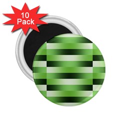 Pinstripes Green Shapes Shades 2 25  Magnets (10 Pack)  by Nexatart