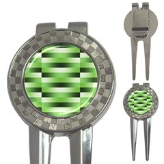 Pinstripes Green Shapes Shades 3-in-1 Golf Divots by Nexatart