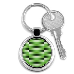 Pinstripes Green Shapes Shades Key Chains (round)  by Nexatart