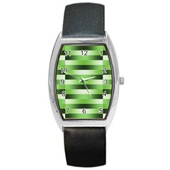 Pinstripes Green Shapes Shades Barrel Style Metal Watch by Nexatart