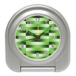 Pinstripes Green Shapes Shades Travel Alarm Clocks Front