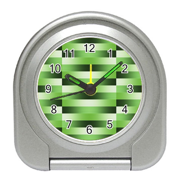 Pinstripes Green Shapes Shades Travel Alarm Clocks