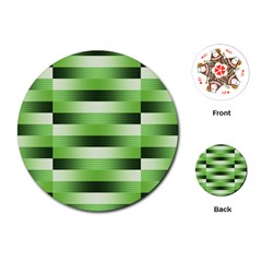 Pinstripes Green Shapes Shades Playing Cards (round)  by Nexatart