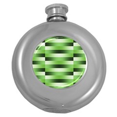 Pinstripes Green Shapes Shades Round Hip Flask (5 Oz) by Nexatart