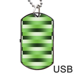 Pinstripes Green Shapes Shades Dog Tag Usb Flash (two Sides) by Nexatart