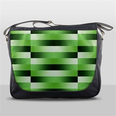 Pinstripes Green Shapes Shades Messenger Bags by Nexatart