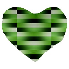 Pinstripes Green Shapes Shades Large 19  Premium Heart Shape Cushions by Nexatart