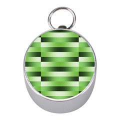 Pinstripes Green Shapes Shades Mini Silver Compasses by Nexatart