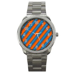 Diagonal Stripes Striped Lines Sport Metal Watch by Nexatart