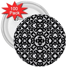 Black And White Geometric Pattern 3  Buttons (100 Pack)  by dflcprints