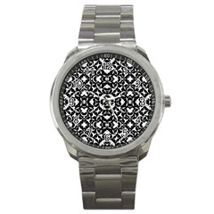 Black And White Geometric Pattern Sport Metal Watch by dflcprints