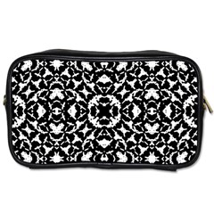 Black And White Geometric Pattern Toiletries Bags 2-side by dflcprints