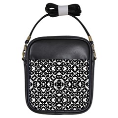 Black And White Geometric Pattern Girls Sling Bags by dflcprints