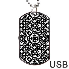 Black And White Geometric Pattern Dog Tag Usb Flash (two Sides) by dflcprints