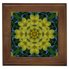 Fantasy Plumeria Decorative Real And Mandala Framed Tiles by pepitasart