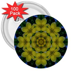 Fantasy Plumeria Decorative Real And Mandala 3  Buttons (100 Pack)  by pepitasart