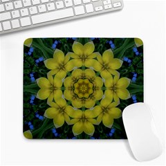 Fantasy Plumeria Decorative Real And Mandala Large Mousepads by pepitasart