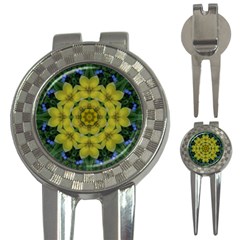 Fantasy Plumeria Decorative Real And Mandala 3-in-1 Golf Divots by pepitasart