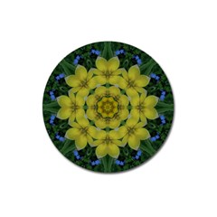 Fantasy Plumeria Decorative Real And Mandala Magnet 3  (round) by pepitasart