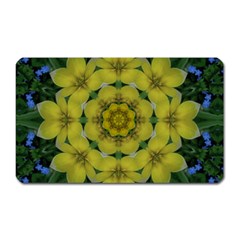 Fantasy Plumeria Decorative Real And Mandala Magnet (rectangular) by pepitasart