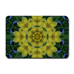 Fantasy Plumeria Decorative Real And Mandala Small Doormat  by pepitasart