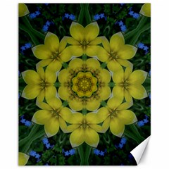 Fantasy Plumeria Decorative Real And Mandala Canvas 11  X 14   by pepitasart