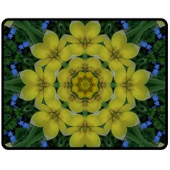 Fantasy Plumeria Decorative Real And Mandala Fleece Blanket (medium)  by pepitasart